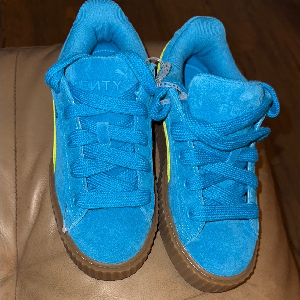 Puma Blue and Brown Suede Sneakers Classic Low-Top